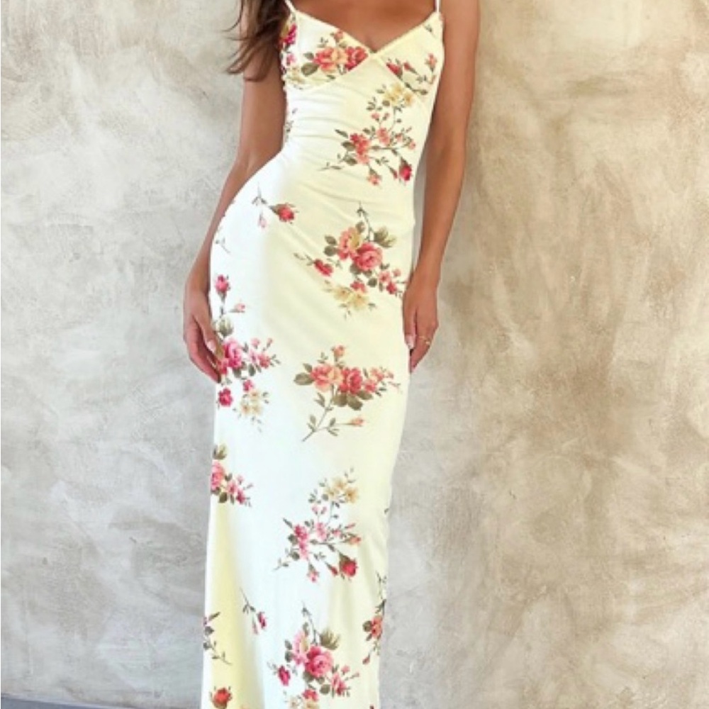 Tiger Mist Floral Maxi Dress in Cream and Pink
